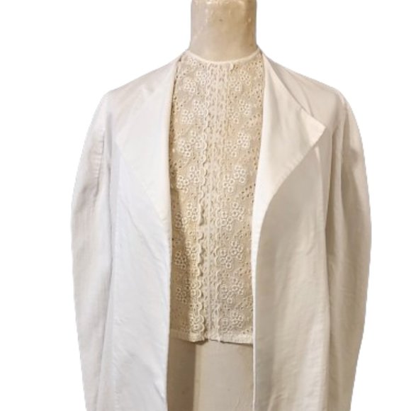 1940s Vintage Off White Sheer Cotton Voile Lace And Eyelet Dickie Jacket Insert - Picture 2 of 7